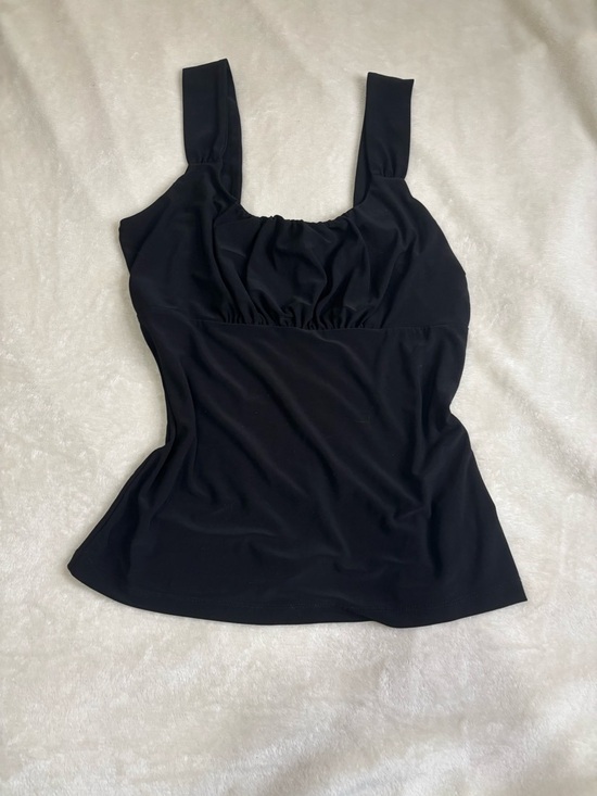 White House Black Market Tops - White House Black Market Black Ruched Scoop Tank